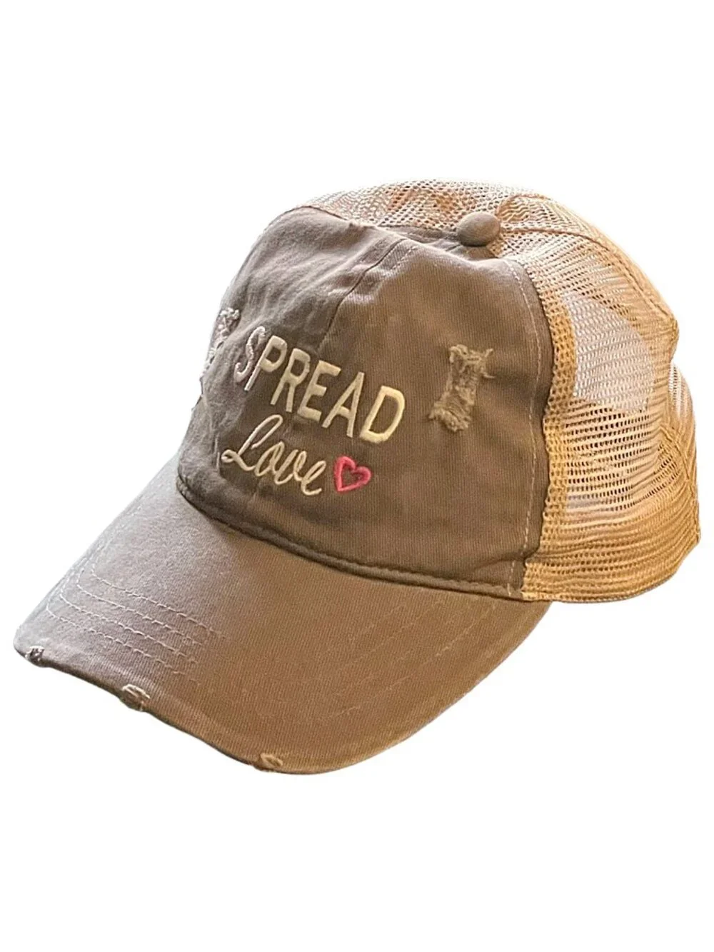 Spread Love Trucker Hat Distressed Mesh Snapback David & Young